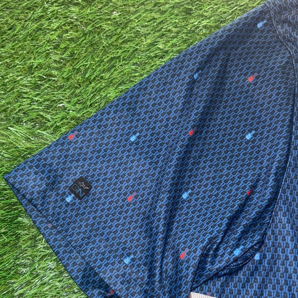 Men's Greg Norman guitar Blue Patterned Shirt - Picture 4 of 7